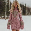 Women's Viking Celtic Tree Of Life Art Cozy Knit Mini Sweater Dress artswardrobe
