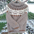 Vintage Icelandic Knit Jacquard Warmth Oatmeal Crew Neck Sweater（Unisex） elevenforest
