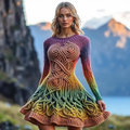 Women's Vintage Rainbow Irish Celtic Knot Cozy Knit Sweater Dress artswardrobe