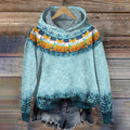 Vintage Fox Contrast Jacquard Hooded Sweater elevenforest