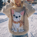 Fuzzy French Bulldog Dog Family Felt Cozy Knit Sweater artswardrobe