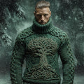 Viking Tree Of Life Men's Chunky Knit Turtleneck Sweater artswardrobe