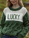 Women's Retro St. Patrick's Day Knitted Sweater artswardrobe
