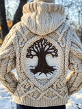 Viking Tribal Tree Of Life Celtic Chunky Knit Hooded Sweater elevenforest