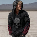 Men's Retro Skull And Flame Inspired Knitted Cozy Hooded Sweater artswardrobe