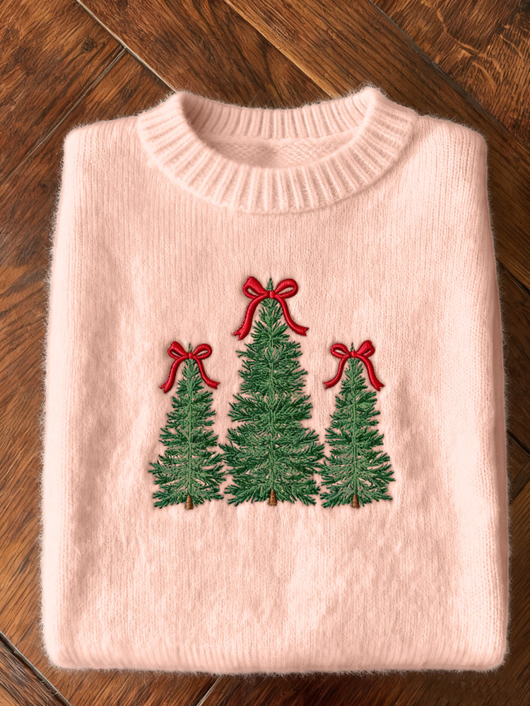 Comstylish Women's Christmas Art Print Casual Sweater