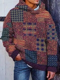 Men's Retro Knit Patchwork Cozy Hooded Sweater artswardrobe