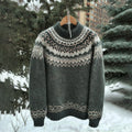 Vintage Icelandic Knit Jacquard Warmth Crew Neck Sweater（unisex） elevenforest