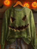 Women's Halloween Jack-o’-lantern Knitted Sweater artswardrobe