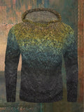 Vintage Gradient Knit Men's Hooded Sweater artswardrobe