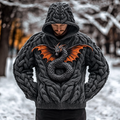 Men's Viking Dragon Style Cozy Knit Hooded Sweater artswardrobe
