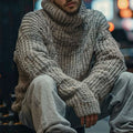 Men'S Thick Patterned Warm Turtleneck Sweater artswardrobe
