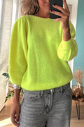 Sidney® | Bright, plain, relaxed knit sweater for winter days with a wide neckline