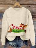 Comstylish Be Joyful Dachshund Embroidered Christmas Cozy Sweater