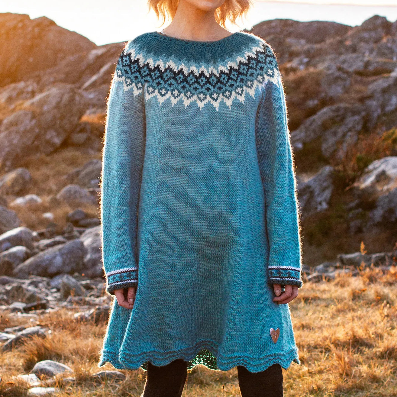 Fairman Island Argyle Crew Neck Sweater Dress elevenforest
