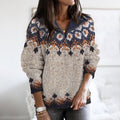 Vintage Geometry Contrast Jacquard Ziper Cozy Sweater elevenforest