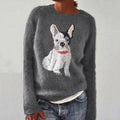 Comstylish Cute French Bulldog Jacquard Knit Cozy Sweater