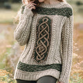 Women's Irish Celtic Knot Jacquard Contrast Sweater artswardrobe