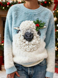 Christmas Plush Sheep Women's Fleece Sweater