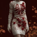 Comstylish Classy Bloody Skeleton Anatomy Roses Bandages Sweater Dress