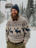 Comstylish Men's Christmas Reindeer & Snowflake Icelandic Sweater
