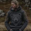 Men's Viking Bear Celtic Vintage Cozy Hooded Sweater artswardrobe