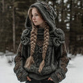Women's Vintage Celtic Knot Art Knit Cozy Hooded Sweater artswardrobe