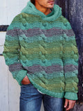 Men's Colorful Striped Cozy Soft Knit Hooded Sweater artswardrobe