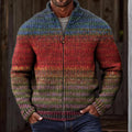 Men's Vintage Gradient Knitted Jacquard Zip Cozy Sweater artswardrobe