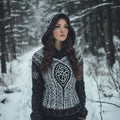 Women's Vintage Viking Totem Celtic Knot Pocket Hooded Sweater artswardrobe