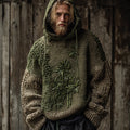 Men's Vintage Bamboo Embroidery Art Cozy Hooded Sweater artswardrobe