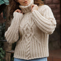 Women's Aran Chunky Cable Turtleneck Sweater artswardrobe