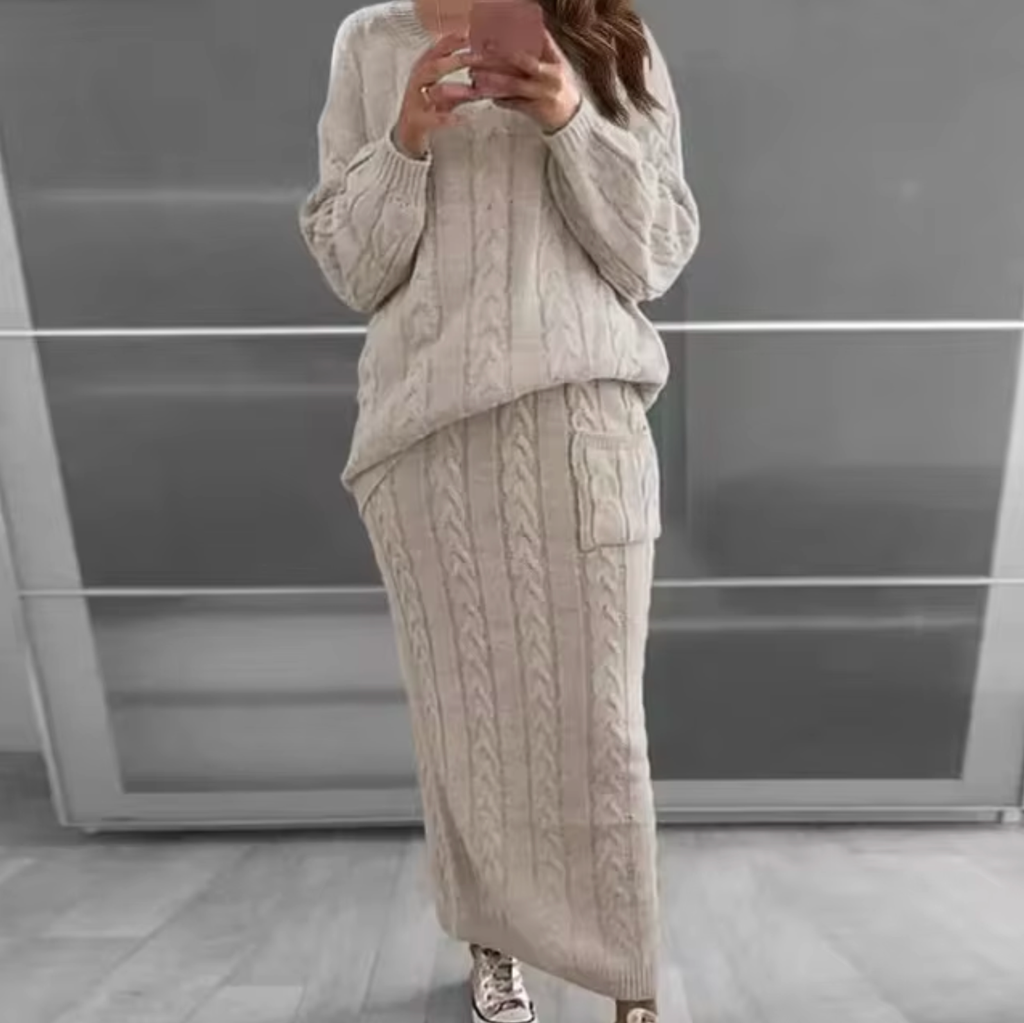 Ramona® | Elegant set of knitted sweater and skirt
