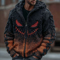 Men's Halloween Spooky Face Gradient Inspired Knitted Distressed Hooded Sweater artswardrobe