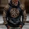 Viking Helm Of Awe Art Men's Hooded Knit Sweater artswardrobe