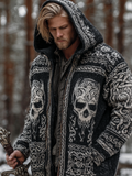 Halloween Theme Viking Style Men's Thick Sweater Coat artswardrobe