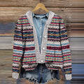 Vintage Icelandic Pattern Print Cozy Button Sweater elevenforest