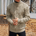 Men'S Retro Jacquard Knitted Art Zipper Cozy Knit Sweater artswardrobe