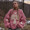 Women's Vintage Viking Tree Of Life Knitted Jacquard Warm Crew Neck Sweater artswardrobe