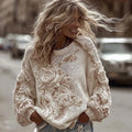 Vintage Rose Art Cozy Knit Sweater artswardrobe