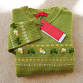 Women'S St. Patrick'S Irish Shamrock Embroidery Jacquard Knitted Sweater artswardrobe