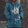 Vintage The Peeping Kitten Art Print Cozy Button Sweater elevenforest