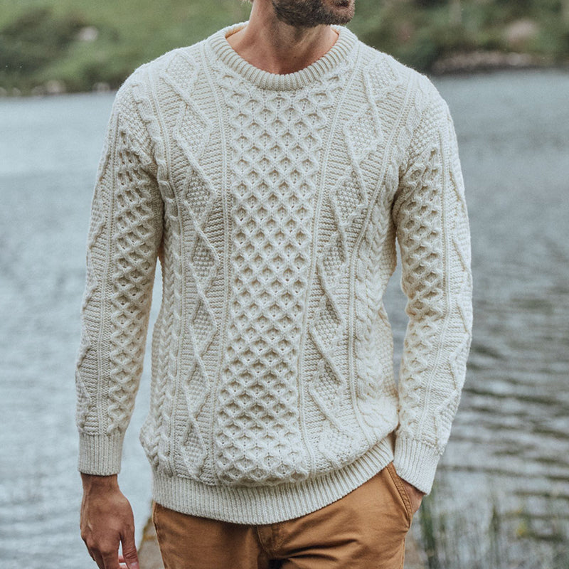 Mens Vintage Fair Isle Jacquard Weave Knitted Cozy Sweater artswardrobe