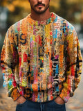 Men's Colorful Abstract Art Print Knitted Crew Neck Sweater artswardrobe