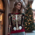 Comstylish Christmas Skull Decor Art Crew Neck Sweater