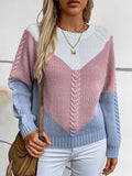 Nora® | Color block sweater with a crew neck and long sleeves