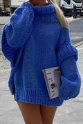 Carina® | Solid color sweater with long sleeves and a cowl neckline