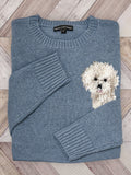 Comstylish Fuzzy Bichon Dog Knit Art Sweater