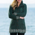 Women's Celtic Knit Jacquard Lapel Button Sweater artswardrobe