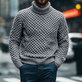 Men's Vingate Chunky Knitting Jacquard Turtleneck Sweater artswardrobe